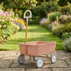 TOP SELLER Pink Rattan <b>Wagon</b> <b>for</b> <b>Kids</b> Trendy Rattan <b>Kids</b> Toys Eco Friendly Wicker Doll <b>Wagon</b> Wholesale Rattan Cart <b>for</b> <b>Kid</b> OEM - Product Image 1