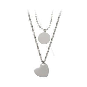A00607089 Xu Ping gioielli a forma di cuore in acciaio inossidabile materiale neutro moda versatile collana neutra a doppia catena - Product Image 1
