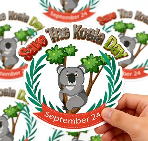 Pegatinas Personalizadas de Canguro y Koala con Corte de Contorno para el Día de Celebración de Australia, Impresas en Vinilo Adhesivo Impermeable - Product Image 2