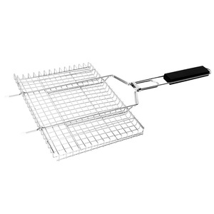 Hongfa Square Barbecue Grill 30x25cm Thickened Steel Grid For Grilling Meat Steak Fish Portable Durable Outdoor BBQ Use - Product Image 1