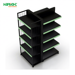 Étagère de supermarché autoportante à trois faces de style moderne avec moulures pour étiquettes - Product Image 1