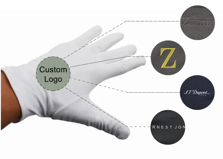 Custom Logo 100% Cotton Jewelry Premium Marching Band White Cotton Gloves Working Gloves Ceremonial Gloves