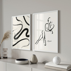 SQ 36 + hiện đại Bộ sưu tập tường thiết lập Boho nghệ thuật Áp phích trừu tượng tối giản trung tính màu đen tường nghệ thuật vải in - Product Image 6