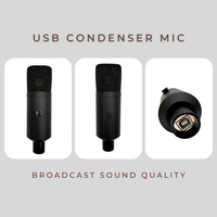 Support de microphone à condensateur USB professionnel en alliage d'aluminium, cardioïde, anti-bruit, léger, pour enregistrement musical sur ordinateur de bureau