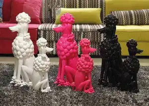 Hot Sale Highlight Tricolor Resin Poodle European Modern High-end Club Home Fashion Accessories Resin Dog Ornaments Gifts
