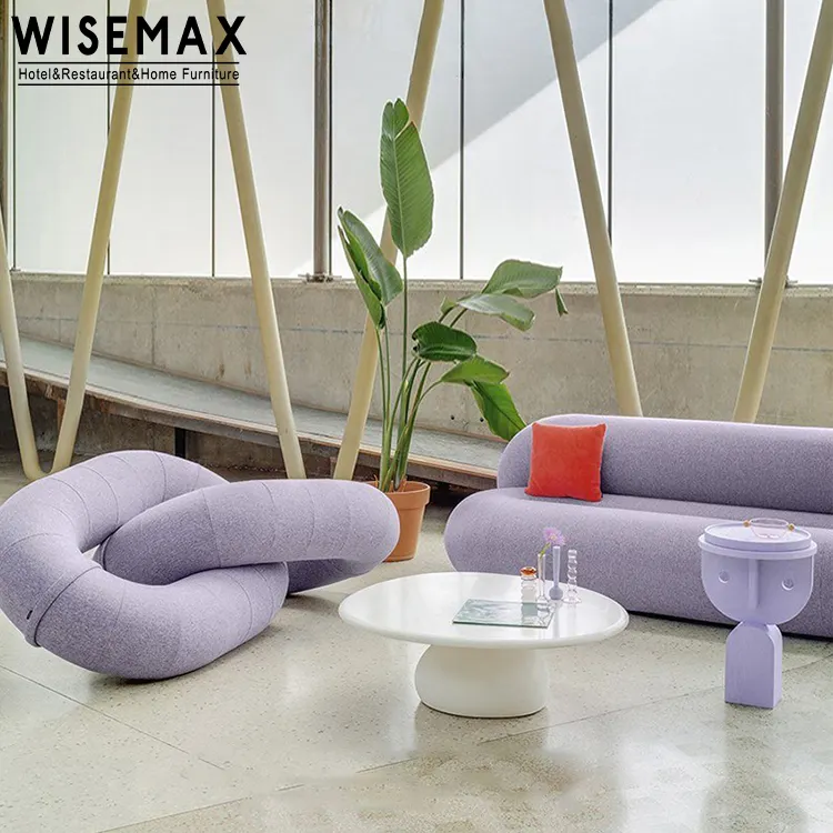 WISEMAX FURNITURE Elegant Italian designer furniture Irregular sofa set hotel furniture modern velvet fabric l shape floor sofa
