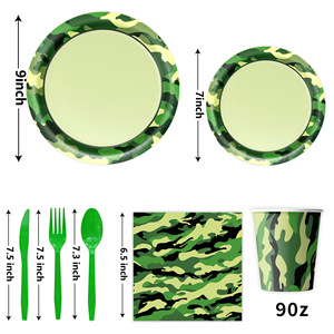 Artículos de Fiesta de Camuflaje, Vajilla Militar, Platos para Cena, Platos para Postre, Vasos, Servilletas para Niños, Artículos de Fiesta de Caza y Militar - Product Image 3