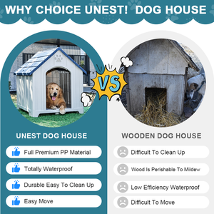 Rumah anjing besar kustom Modern mewah luar ruangan plastik <span class=keywords><strong>Metal</strong></span> Cage dengan kuat dapat dilepas membersihkan pola hewan Solid gaya Villa - Product Image 3