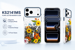 เคสโทรศัพท์ใสลายดอกไม้แม่เหล็กพร้อมดีไซน์ดอกไม้แห้งวิบวับ ป้องกันการกระแทก สำหรับ iPhone Samsung ขายส่ง - Product Image 4