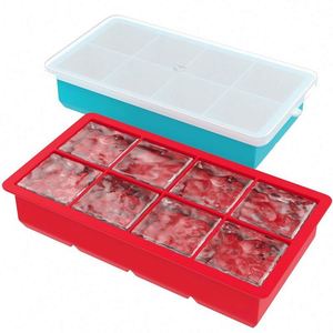 Bandeja de Hielo Cuadrada de Silicona Reutilizable y Libre de BPA, con 8 Cavidades, Tamaño Jumbo, Personalizable - Product Image 1