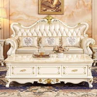 Juego de Muebles de Sala de Estar con Mesa de Centro de Mármol Estilo Europeo y Mueble para TV, Madera Sólida, Moderno y Minimalista, No Requiere Ensamblaje