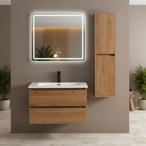 Mobile <span class=keywords><strong>da</strong></span> <span class=keywords><strong>Bagno</strong></span> in Stile Contemporaneo con Specchio a LED, Lavabo e Struttura in Legno Massello all'Ingrosso - Product Image 4