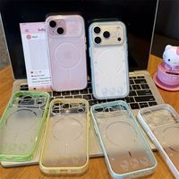 Coque de téléphone Premium en TPU à rayures blanches pour 17 Pro Max et 16, motif dessin animé, blocs de couleur, transformable instantanément
