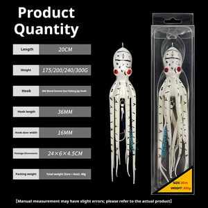 Leurre de pêche en silicone imprimé UV lumineux en forme de calmar 150g avec doubles hameçons pour la pêche en mer de la morue, du thon, du <span class=keywords><strong>marlin</strong></span> 150G - Product Image 5