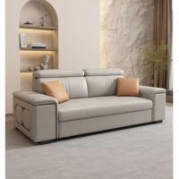 Sofá cama plegable de madera maciza de 3 plazas convertible con almacenamiento funcional inteligente para Villa, sala de estar, sofá de 3 plazas, sofá cama