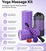 Lot de 5 rouleaux de massage en mousse EVA écologiques, bâton de massage, balle de massage, bande de résistance pour yoga et exercices musculaires, durables et portables