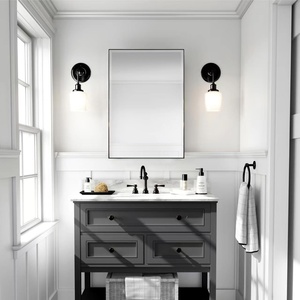 <span class=keywords><strong>Espejo</strong></span> de baño montado en la pared de aleación de aluminio de diseño moderno con marco cuadrado sin taladro para <span class=keywords><strong>maquillaje</strong></span> y uso de <span class=keywords><strong>espejo</strong></span> de vidrio para inodoro - Product Image 3