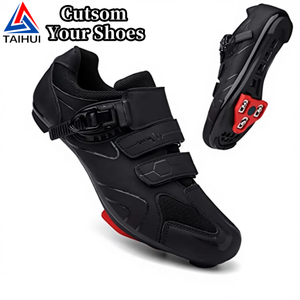 Fabricación de Calzado de Ciclismo Personalizado, MOQ Bajo, Diseño de <span class=keywords><strong>Zapatillas</strong></span> para Bicicleta de Interior con Tacos Delta, Proveedor de Calzado OEM ODM Profesional, Color Negro - Product Image 1