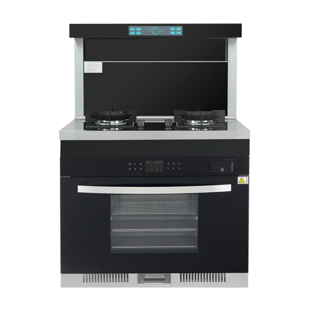 Home Kitchen 3 em 1 Fogão Integrado com Vapor e Forno all-in + Downdraft Sucção Range Hood