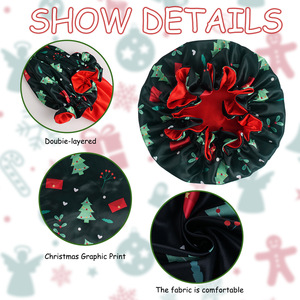 2025 hiver décontracté thème de noël Double couche <span class=keywords><strong>Satin</strong></span> soins des cheveux recto-verso pour, bonnet en <span class=keywords><strong>satin</strong></span> utilisation révisable - Product Image 4