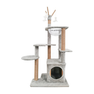 <b>Cat</b> Tree 500x400x960mm 4 Levels Gray With <b>Scratching</b> <b>Posts</b> And Hideaway <b>For</b> <b>Cats</b> - Product Image 1