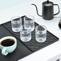 Tapis de bar à café en silicone résistant à la chaleur, tapis de séchage antidérapant de qualité alimentaire avec rainures pour la protection du comptoir de la machine à expresso