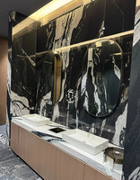 Meuble de salle de bain en marbre noir personnalisé, bureau, espace commercial, panneau mural décoratif, villa moderne