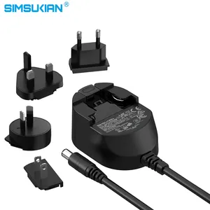 Universal Interchangeable Plug 12v 1a dve 12v 1a Wall Mount Power Adapter Universal Plug