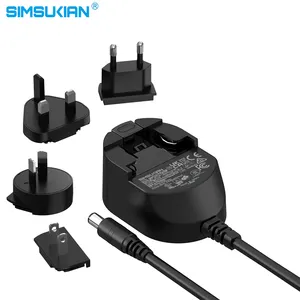 Colokan dinding Universal dapat dipertukarkan, 12v 1a dve 12v 1a dudukan dinding adaptor daya steker Universal