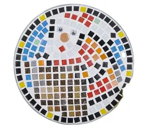 DIY GLASS MOSAIC KIT ROUND PLATE SNOWMAN HOBBY CRAFT KIT