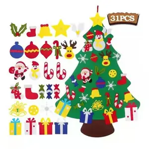 2024 Newest Style Handmade DIY Wool Felt Wall Stickers Factory Wholesale 3D Christmas Tree Decorations Hanging Christmas Tree