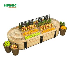 Exhibidor de Verduras Estable de Madera y Acero Inoxidable con Precio y Señalización para Tiendas y Mercados - Product Image 1