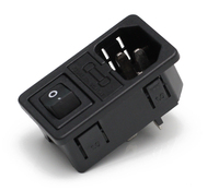 Saklar Inlet CUL TUV CQC untuk Penggunaan Rumah Sakit, Dudukan Sekring Ganda yang Dapat Diganti, 10A 250V IEC C14, Modul Soket Masukan Daya AC
