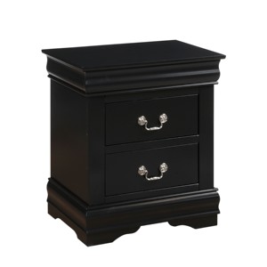 Comodino Classico Tradizionale Nero a 2 Cassetti, Mobile in Legno per Camera da Letto - Product Image 2