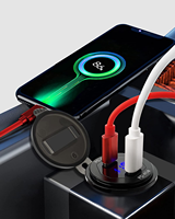 Chargeur USB C double port PD 45W avec interrupteur pour voiture, bateau, marine, VTT, bus, camion, moto 12V/24V