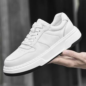 Zapatos de Hombre Blancos de Alta Calidad, con Cordones, de Cuero Genuino, Transpirables, Ligeros, Antideslizantes, con Plataforma de 7cm, a la Moda - Product Image 3