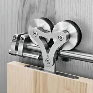 Stile antico in legno nero rustico porta scorrevole Hardware a rullo dritto Kit porta scorrevole porta scorrevole