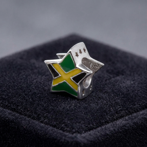 Venta al por mayor de dijes de corazón y estrella de Jamaica de plata de ley 925, chapados en oro y rodio, con esmalte moderno - Product Image 2