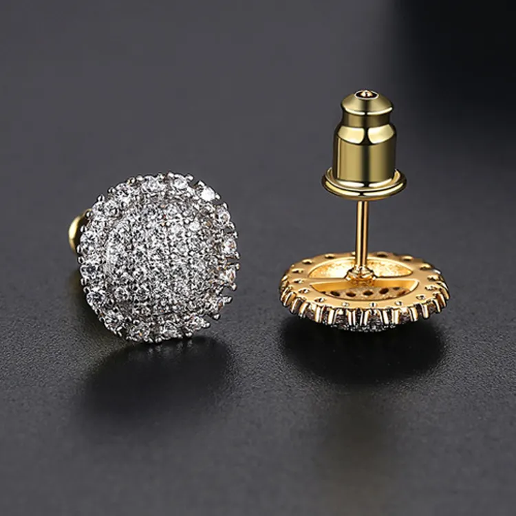 GZYS مجوهرات الجملة الهيب هوب دائرية من الماس أقراط للرجال