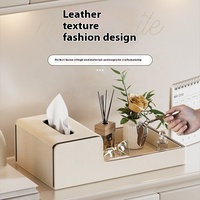 Boîte de rangement multifonctionnelle haut de gamme en cuir durable, faite à la main, organiseur de mouchoirs rectangulaire moderne pour la maison, le salon, le bureau