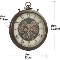 Jam Dinding Chronograph Logam Berkualitas Tinggi Infinity Time Roman Brown dengan Roda Bergerak untuk Ruang Tamu Jam Dinding Logam
