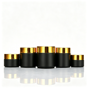 Tarros de crema de vidrio negro mate con tapas doradas 100G 60G 50G 30G 20G 15G 10G 5G, cortos y redondos para el cuidado de la piel, con serigrafía disponible. - Product Image 6