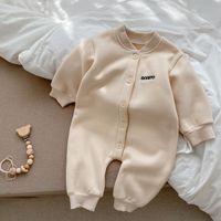 Vêtements pour nouveau-nés, combinaison décontractée d'hiver pour bébé, couleur unie, unisexe, manches longues, combinaison 3T, polyester/coton, fermeture à boutons