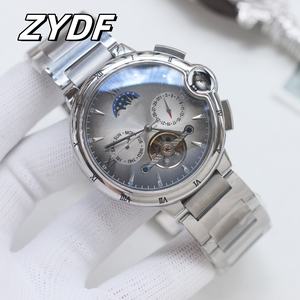 <span class=keywords><strong>Reloj</strong></span> Mecánico Automático de Lujo con Tourbillon Hueco, Puntero de Cristal, Acero Inoxidable, Resistente al Agua 3BAR, Estilo Cartieres - Product Image 1