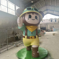 Prise en charge de la personnalisation à l'échelle grandeur nature, présentoirs décoratifs pour places publiques et parcs, sculptures de personnages de dessins animés en fibre de verre à grande échelle
