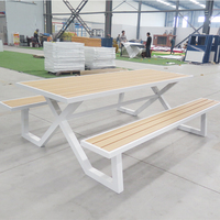 Usine de design moderne personnalisé Patio Table à manger 6 places commerciale Enfants Table de pique-nique blanche avec chaise