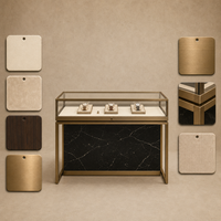 Vitrine à bijoux portable avec éclairage LED, luxe moderne, bois massif, finition foncée