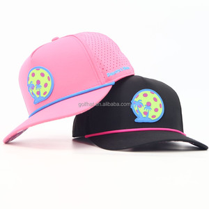 OEM Club Company Customized 5 Panel Baseball Cap Unisex <b>Waterproof</b> Premium Hydro Breathable Rope Golf <b>Hats</b> with Rubber PVC Logo - Product Image 1