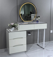 Miroir de maquillage LED moderne avec éclairage intégré, table de toilette avec panneau en bois de pin, miroirs de salle de bain pour lavabo, utilisation hôtelière