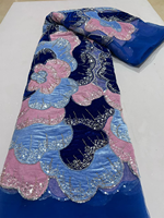 Tissu en dentelle de velours brodé de perles et de sequins NI.AI 2026 de luxe pour mariage et fête, idéal pour la dentelle de velours nigériane